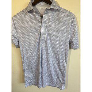 Collars & Co Mens Dress Collar Polo Shirt White/Blue Circle Dots M